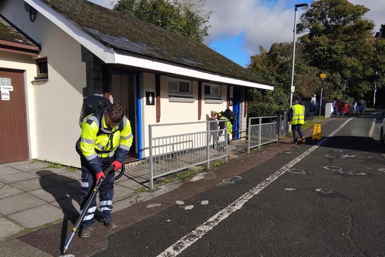 South Hams staff cleaning Ivybridge with the new equipment