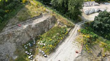 An aerial view of the Locks Hill development site. In the distance, you can see the uncompleted houses on the site.