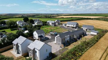 aerial view of houses in rural setting